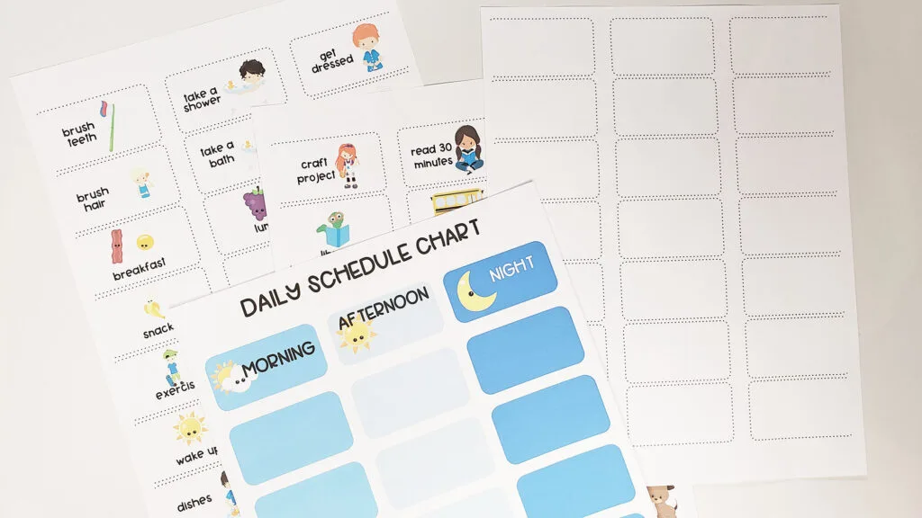 customizable schedule cards for kids
