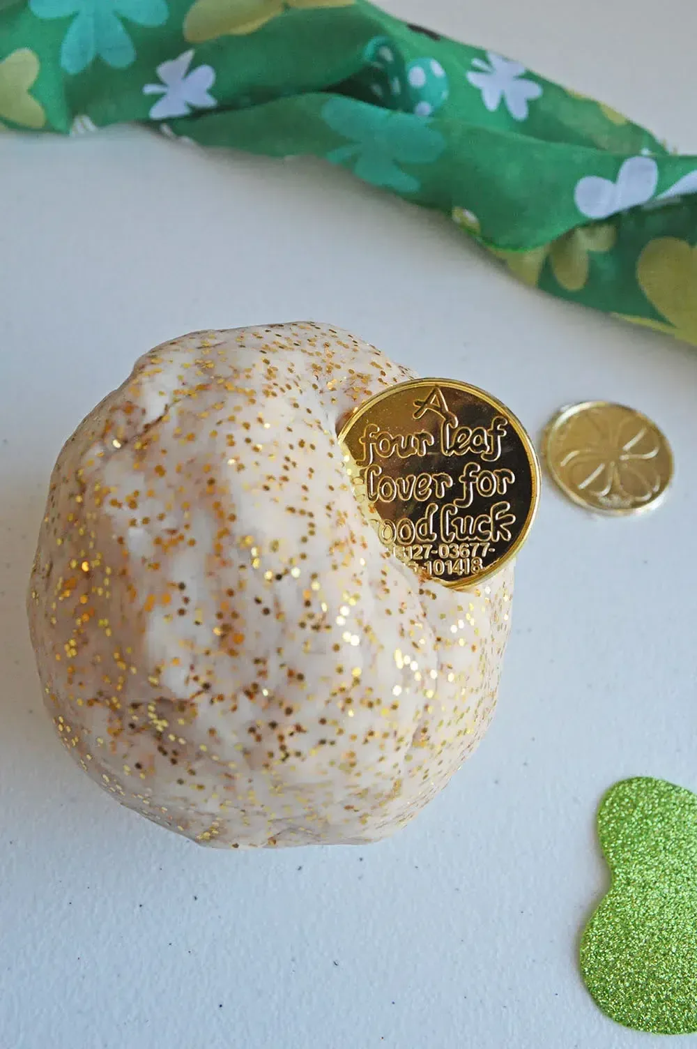 Gold Glitter Playdough for St. Patrick’s Day