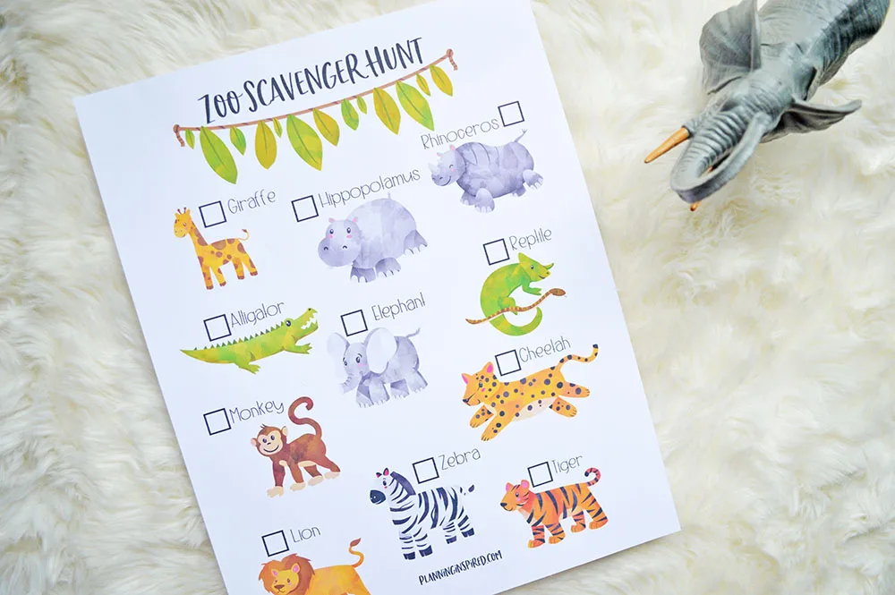 Zoo Scavenger Hunt Printable