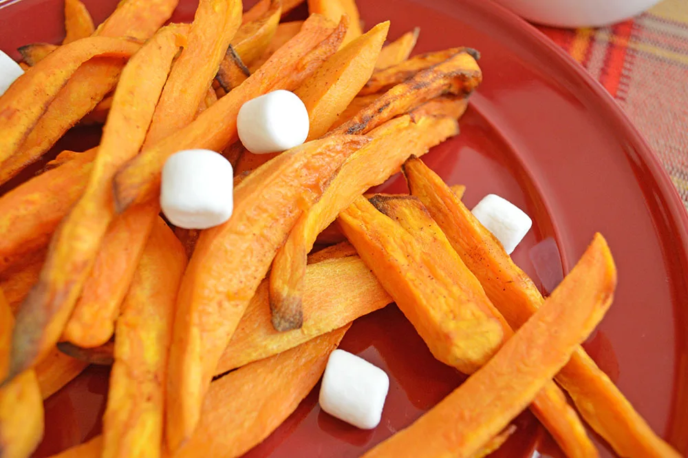 Air Fryer Sweet Potato Fries with Marshmallow Dipping Sauce