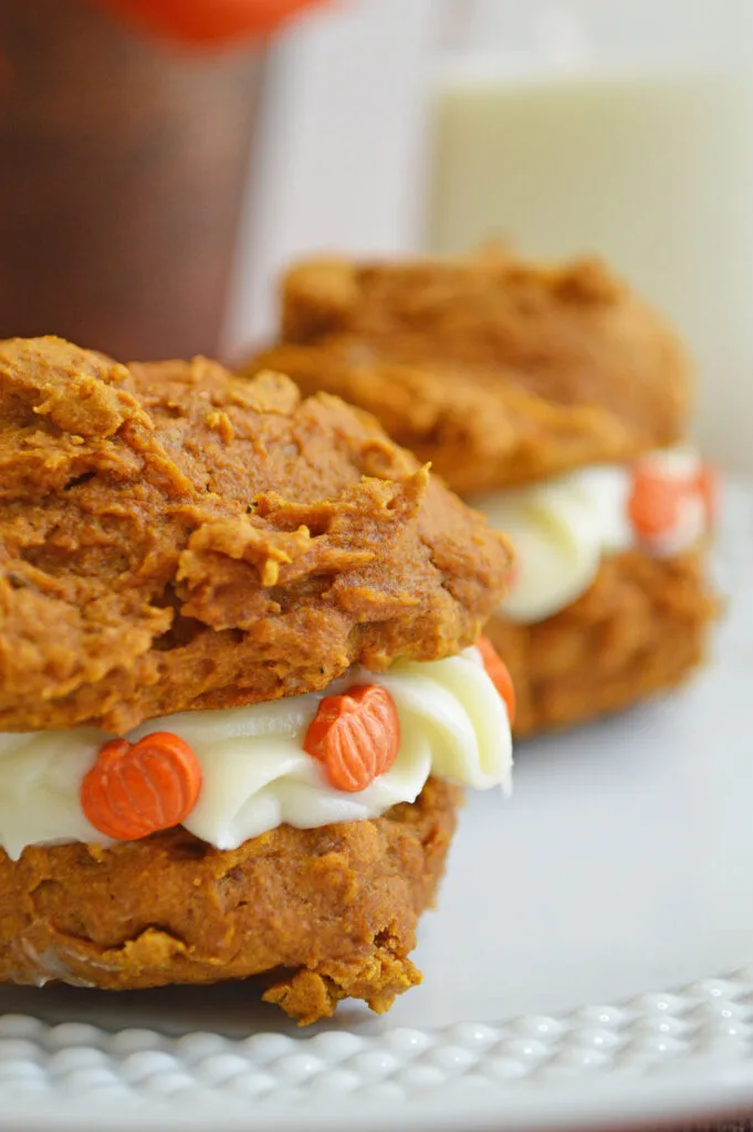 pumpkin whoopie pies made with cake mix cookies