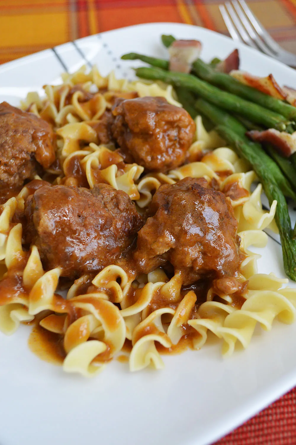 Salisbury Steak Meatballs | with Bacon Roasted Green Beans