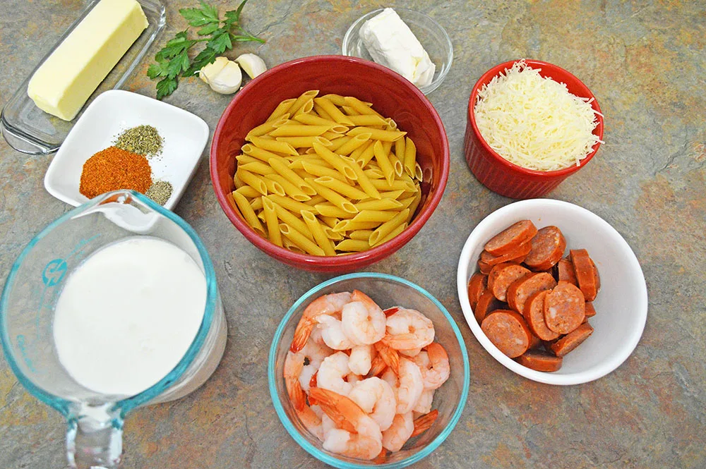 cajun shrimp and sausage alfredo ingredients