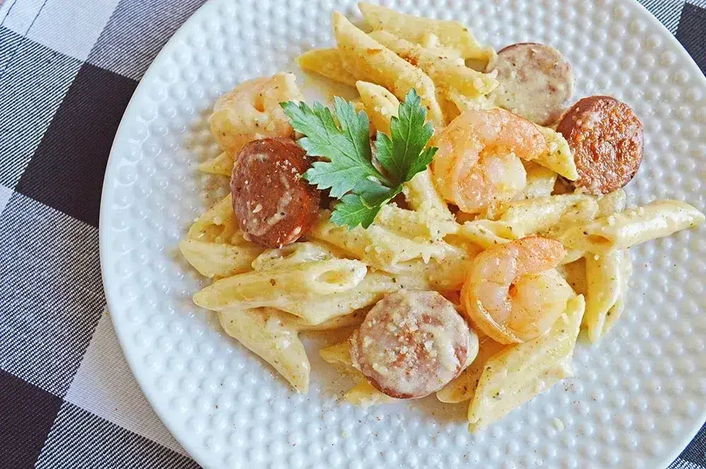 Shrimp and Sausage Alfredo