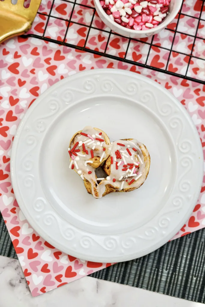 Heart Shaped Cinnamon Rolls for Valentine's Day