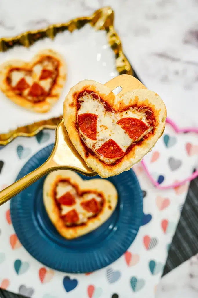 Mini Heart Pizzas for Valentine's Day