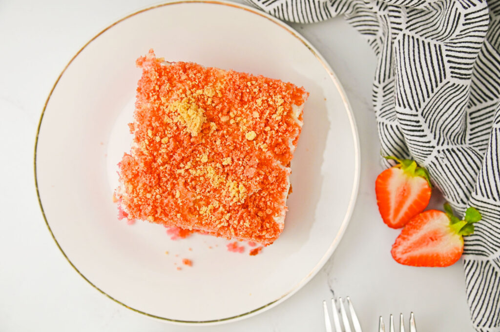 Strawberry Crunch Cake with Golden Oreos