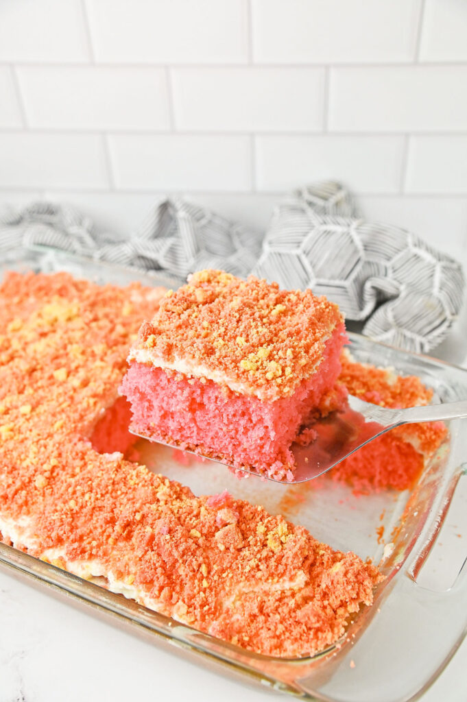 Strawberry Crunch Cake with Golden Oreos